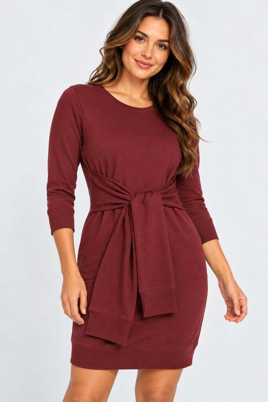 Nwt Universal Standard Misa Tie Sweatshirt Dress Black Cherry, Sz 6x 34/36 T36